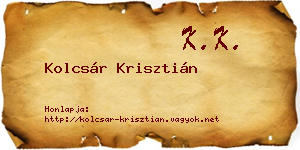 Kolcsár Krisztián névjegykártya